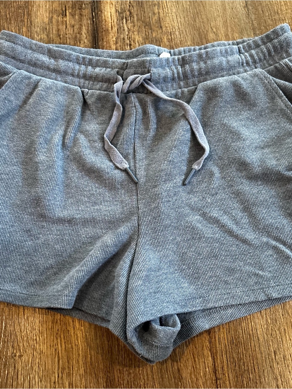 Women's Casual Drawstring Ribbed Shorts - light blue